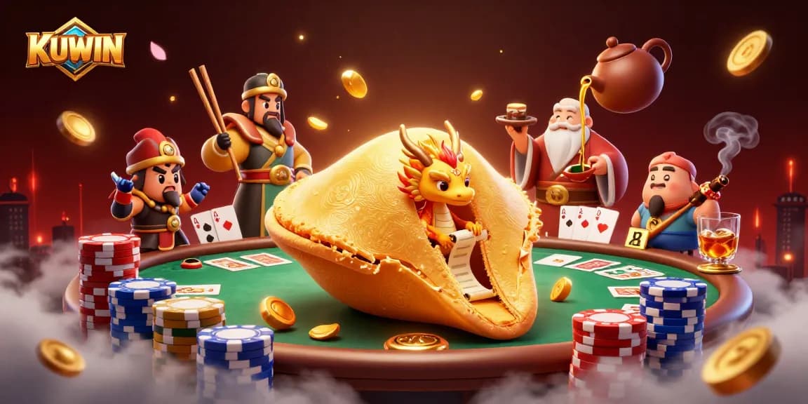 Join the excitement at KUWIN with a dynamic depiction of casino fortune and strategy in a vibrant 3D scene.
