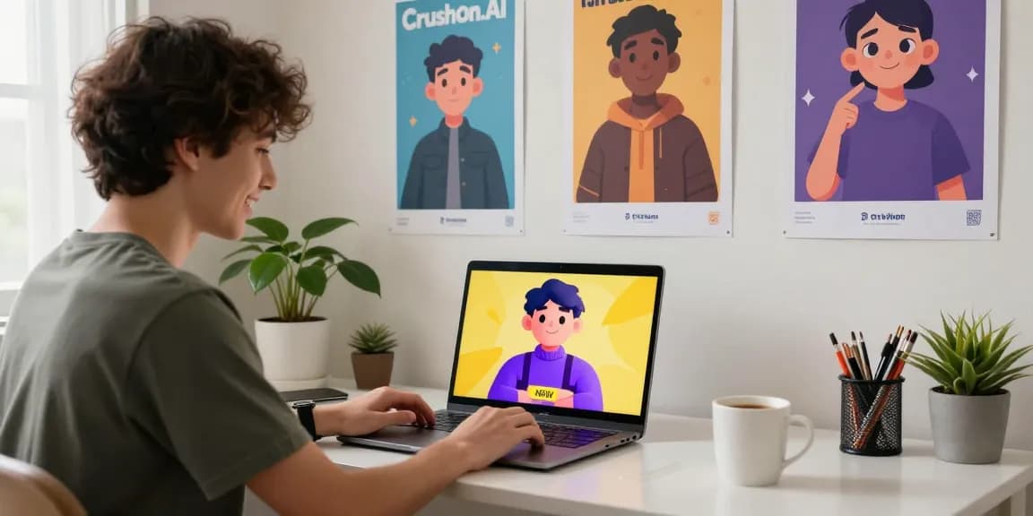 Vibrant scene featuring nsfw character ai interaction in a cozy home office setting.
