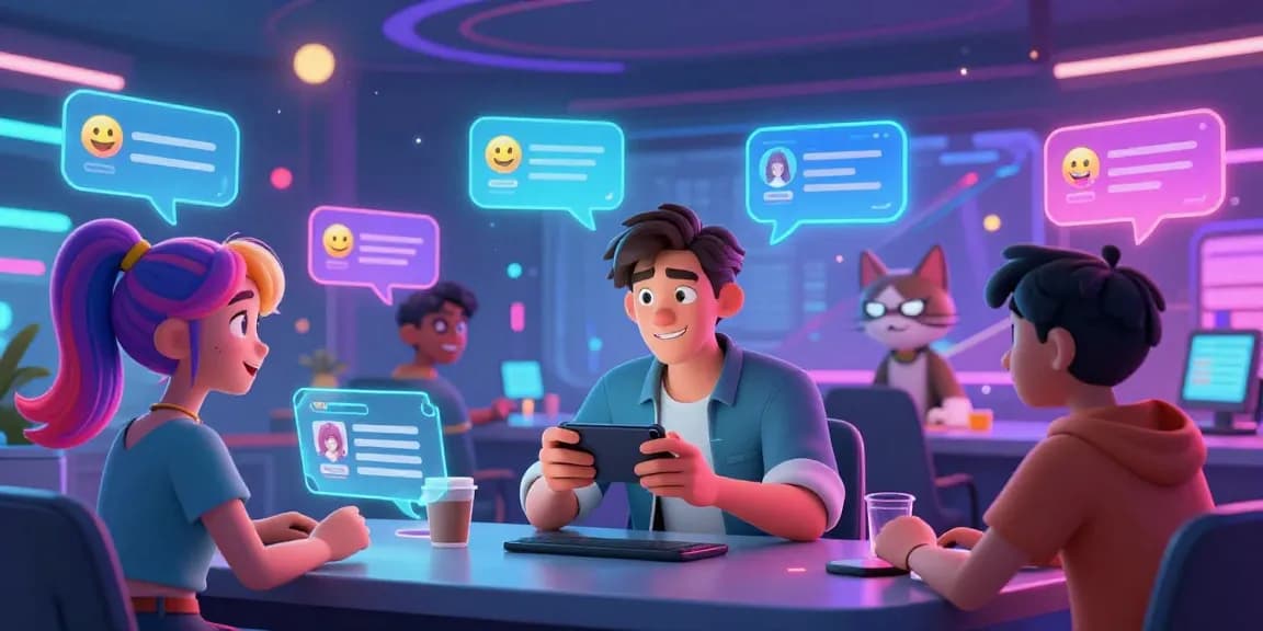 Engaging scene of AI ecchi chat showing animated characters in a vibrant digital environment.