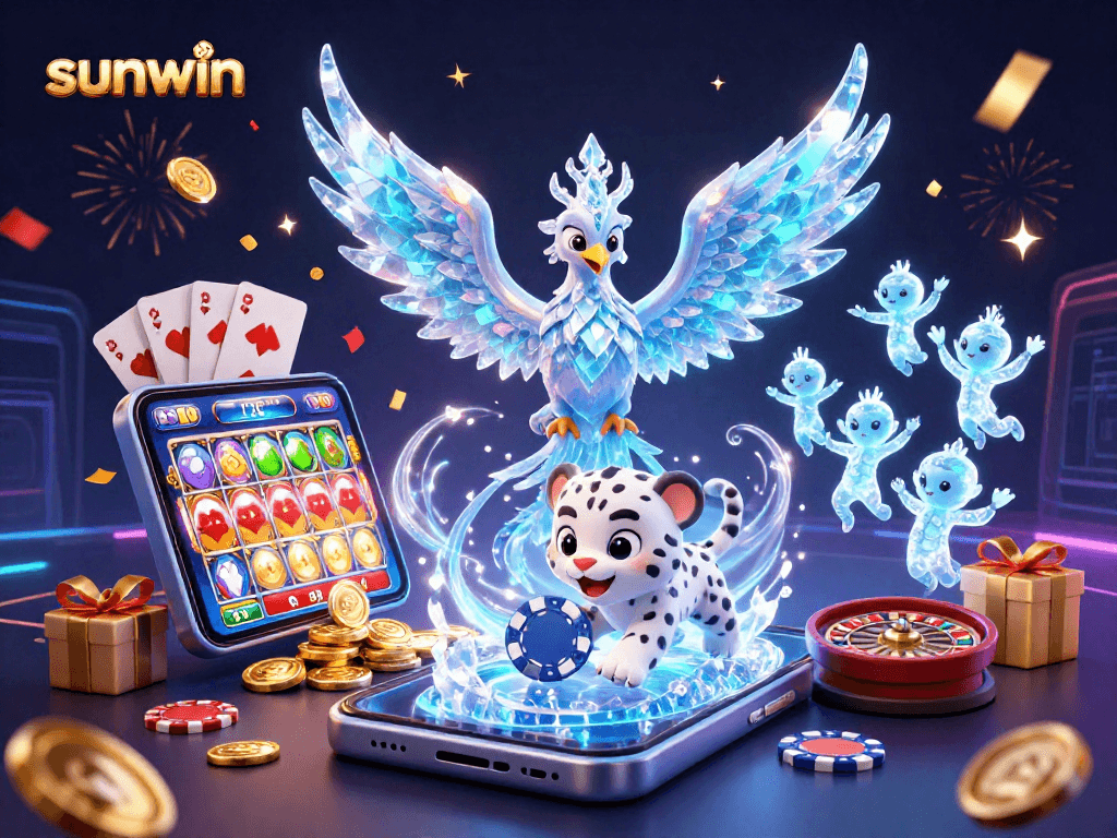 Experience the thrill of sunwin with an ice phoenix and dynamic casino elements.