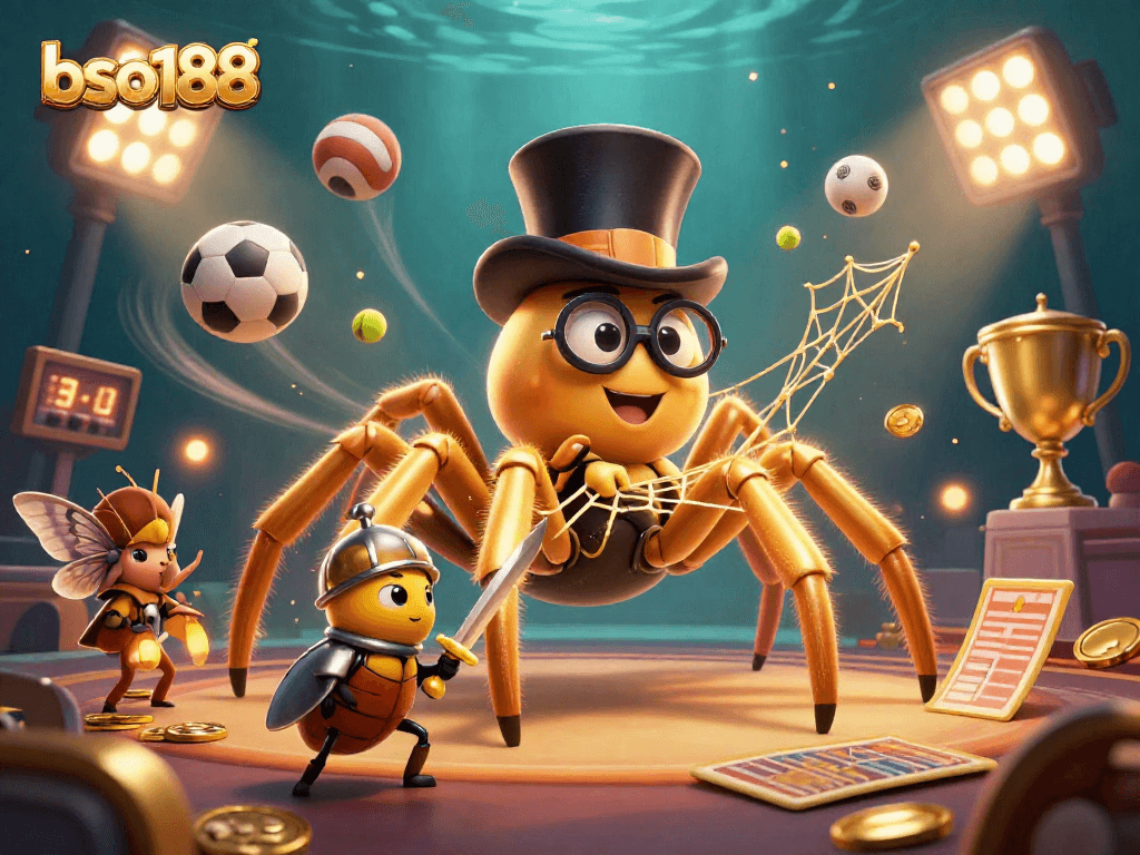 Experience exciting gameplay with bso188's casino scene featuring a golden tarantula and beetle knight.