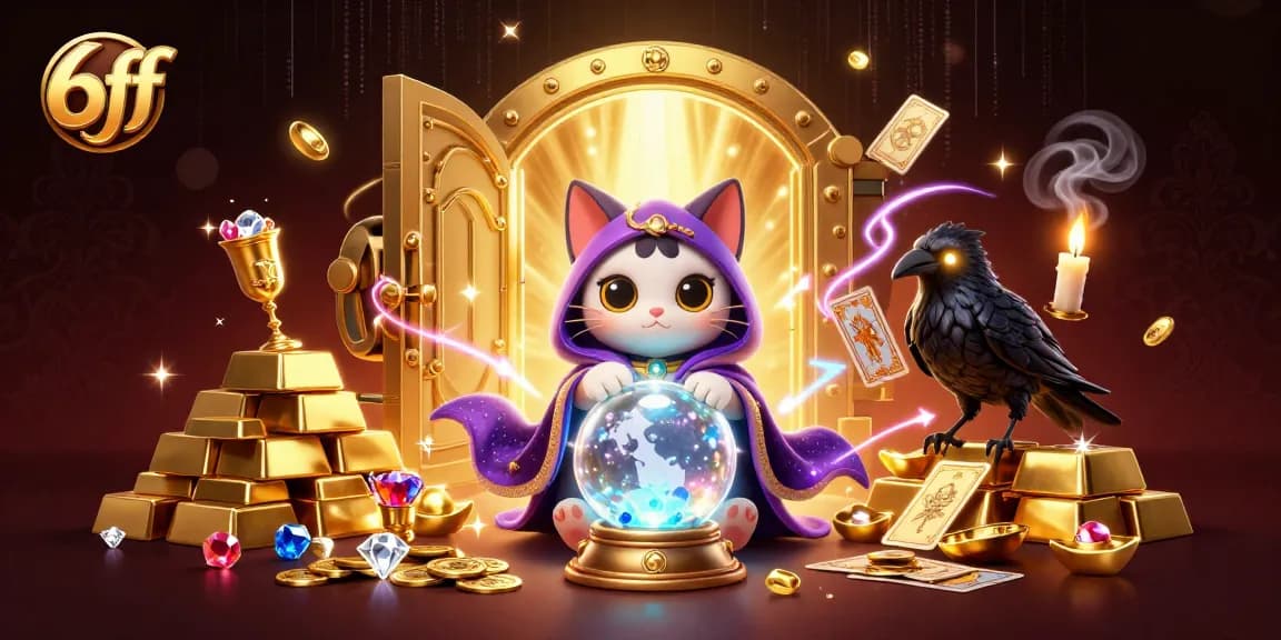 Engage in exciting gameplay with 6ff, featuring vibrant mystic characters amidst treasure and gold.