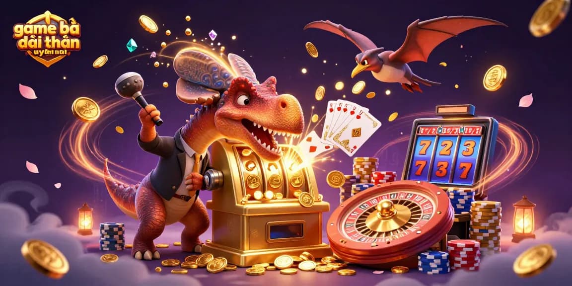 Winning with game bài đổi thưởng uy tín as a pachycephalosaurus headbutts a slot machine