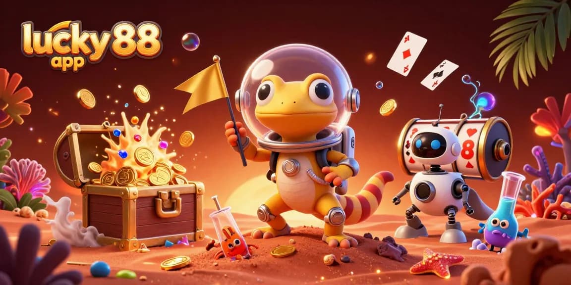 Experience the thrill of the lucky 88 app, where Martian geckos discover a gold casino in a vibrant cosmic setting.
