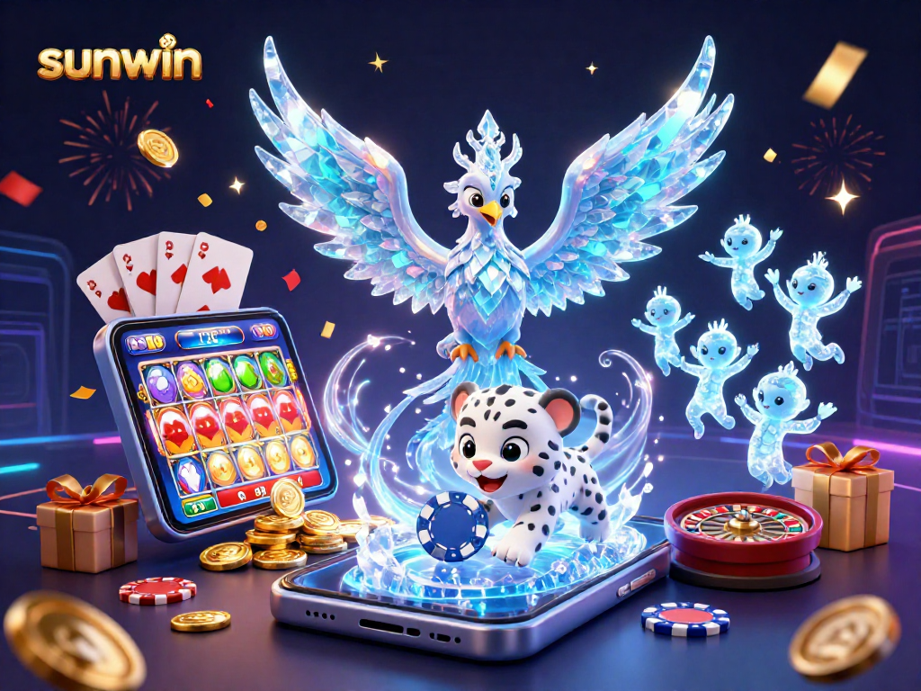 Experience the thrill of sunwin with an ice phoenix and dynamic casino elements.