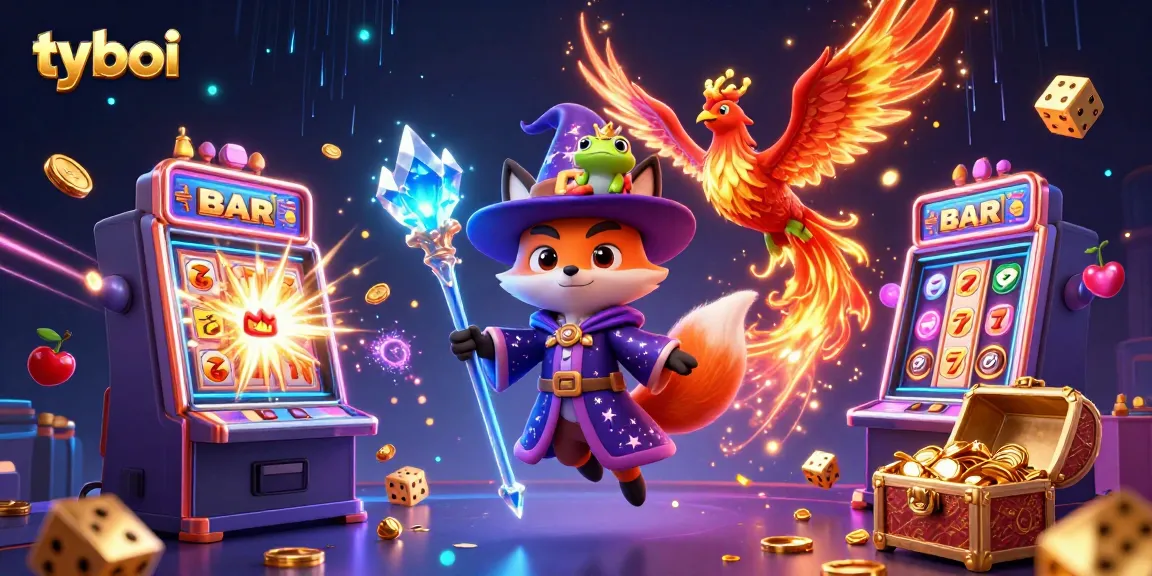 Experience the thrill of tyboi with enchanting characters and exciting slot machine elements.