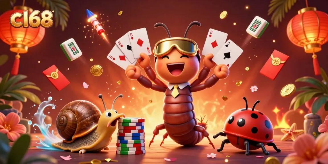 C168 engaging game scene with a millipede dealer showcasing cards, vibrant casino elements