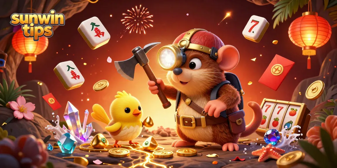 Win big with sunwin tips in a vibrant 3D casino treasure hunt scene.