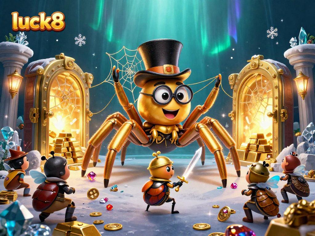 Engage with luck8's vibrant universe as the golden tarantula weaves its story in an enchanting casino.