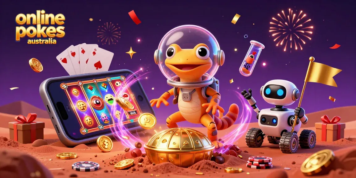 Play exciting online pokies Australia with vibrant characters and casino elements in a captivating 3D scene.