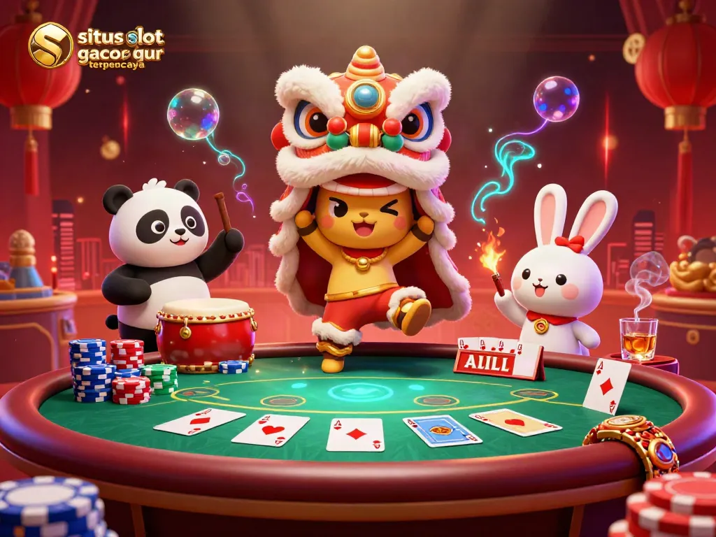 Experience the excitement of situs slot gacor terpercaya with vibrant casino elements and characters.