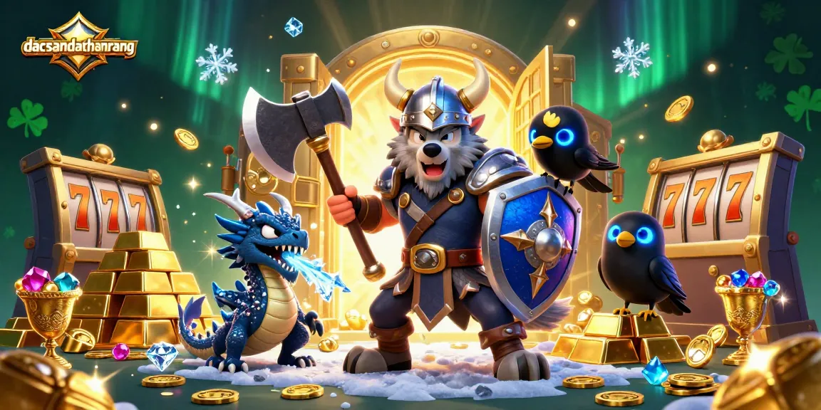 Experience thrilling moments with dacsandatphanrang, a Viking wolf and dragon in a treasure-filled casino.