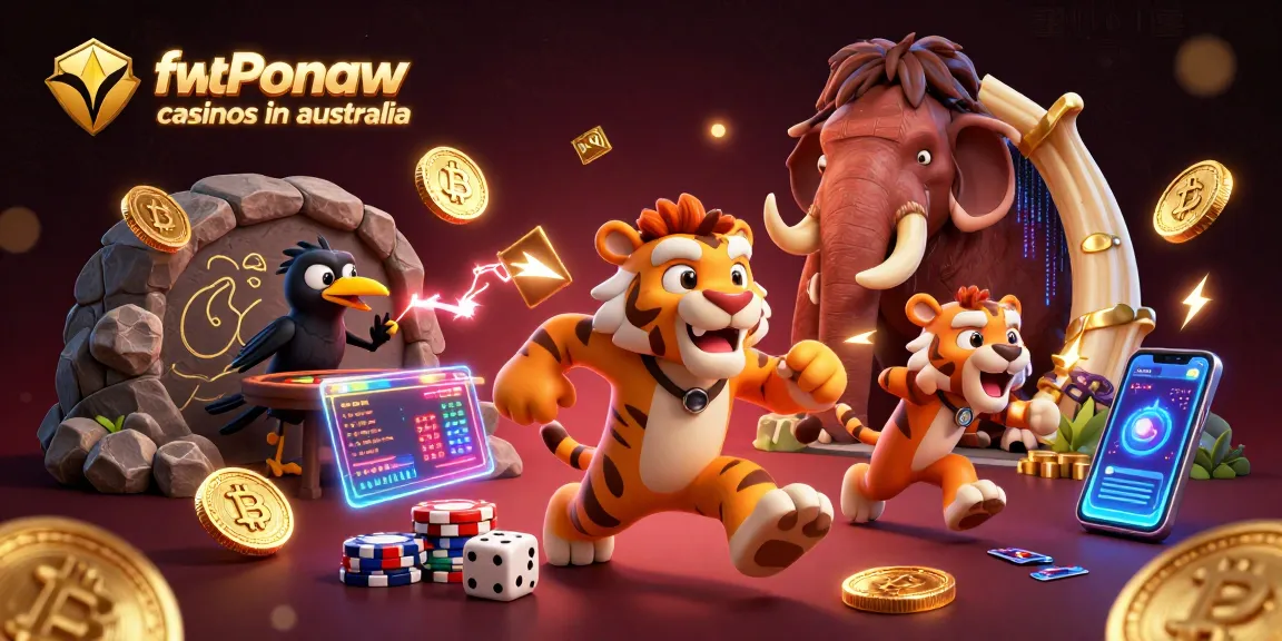 Explore fast withdrawal casinos in Australia featuring thrilling gaming actions, vibrant characters, and crypto elements.