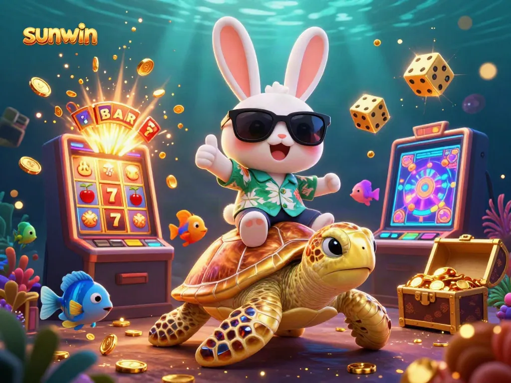 Experience thrilling gameplay with sunwin's exciting casino action featuring a lucky rabbit and sea turtle.