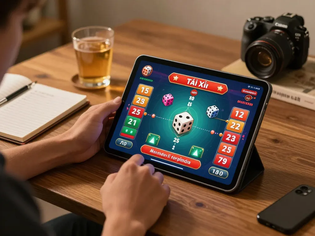 Tài Xỉu online gameplay showing a player engaging in strategic betting with clear interface and cozy atmosphere.