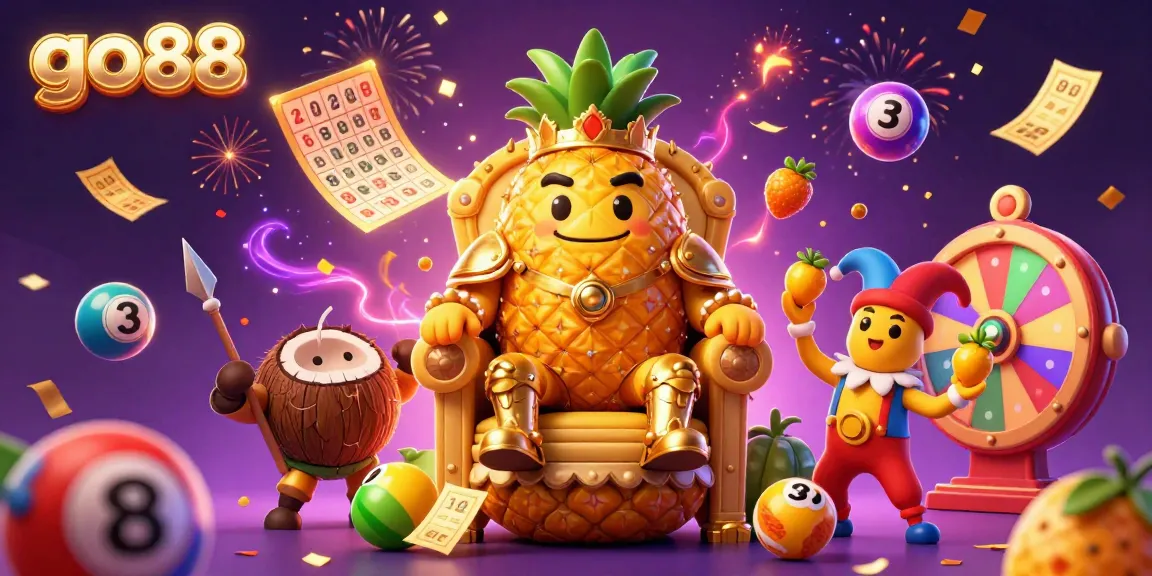 Experience the excitement of go88 with a vibrant 3D casino scene featuring lottery elements and animated characters.