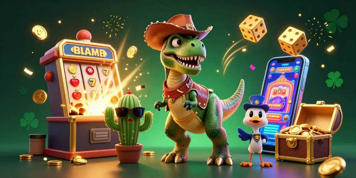 Engaging 3D scene representing Tỷ lệ kèo Serie A with cowboy dinosaur and slot machines, reflecting sports betting excitement.