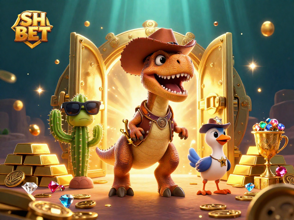 Experience thrilling wins at SH BET with an exciting 3D casino adventure featuring a cartoon T-Rex!