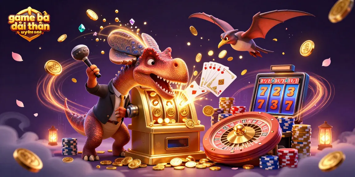 Winning with game bài đổi thưởng uy tín as a pachycephalosaurus headbutts a slot machine