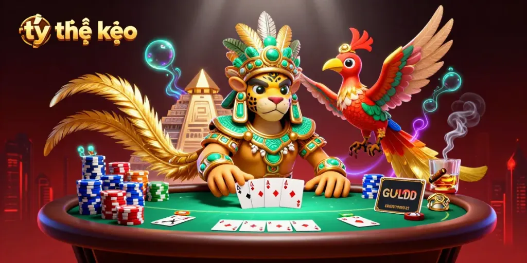 Experience thrilling tỷ lệ kèo action with a Mayan jaguar priest and vibrant casino elements.