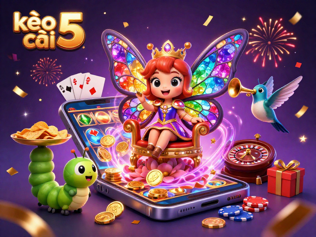 Bet on kèo nhà cái 5 as the butterfly queen presides over a vibrant casino scene.