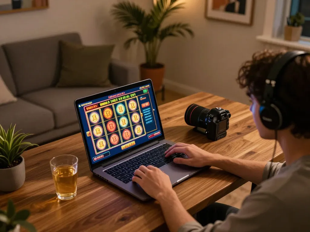 Tampilan layar login SLOT88 ditampilkan di laptop saat seorang pemain terlibat dalam permainan slot online di rumah.